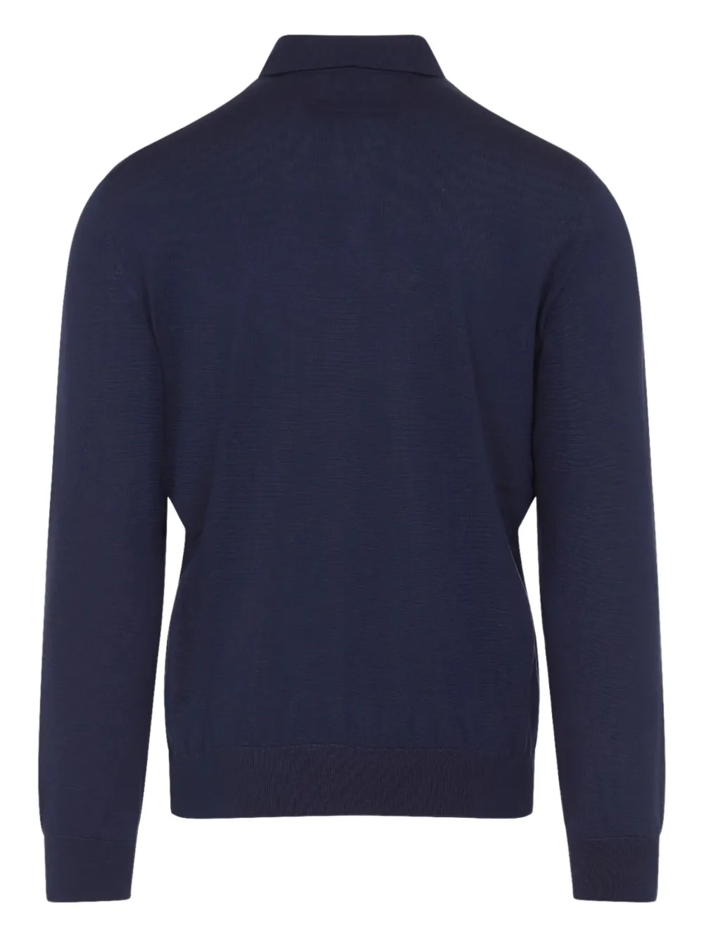Zegna Cashseta Knit Polo With Ribbed Cuffs And Hem In Blue