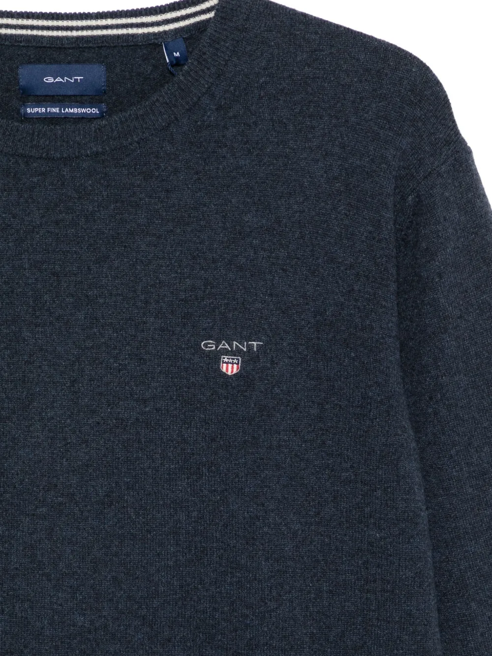 Gant Trui met geborduurd logo en ronde hals Blauw