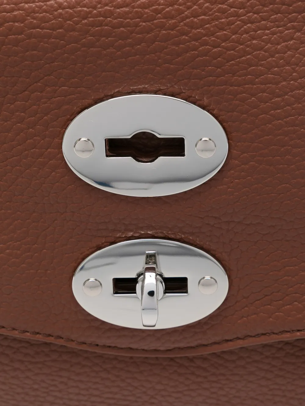 Zanellato Structured Calfskin Shoulder Bag With Twist Lock Closure In Brown