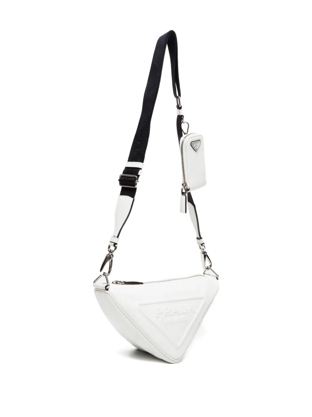 Pre-owned Prada 2010-2020s Triangle Shoulder Bag In White