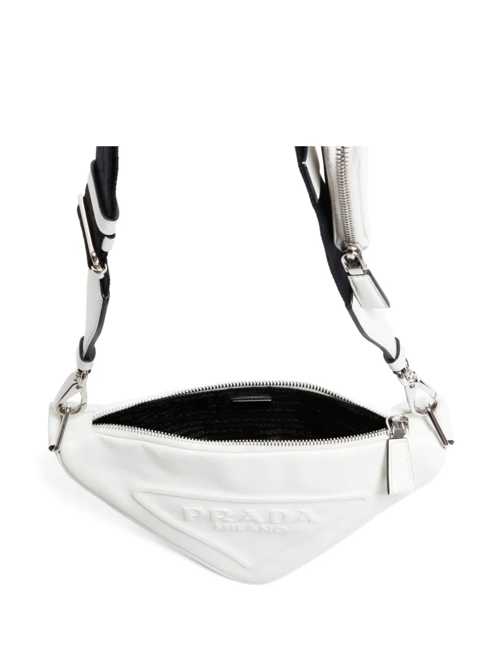 Pre-owned Prada 2010-2020s Triangle Shoulder Bag In White