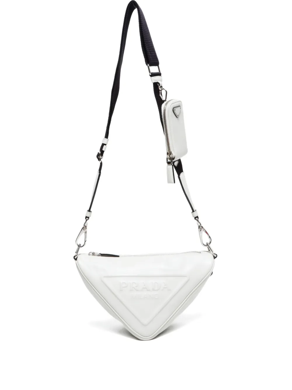 Pre-owned Prada 2010-2020s Triangle Shoulder Bag In White