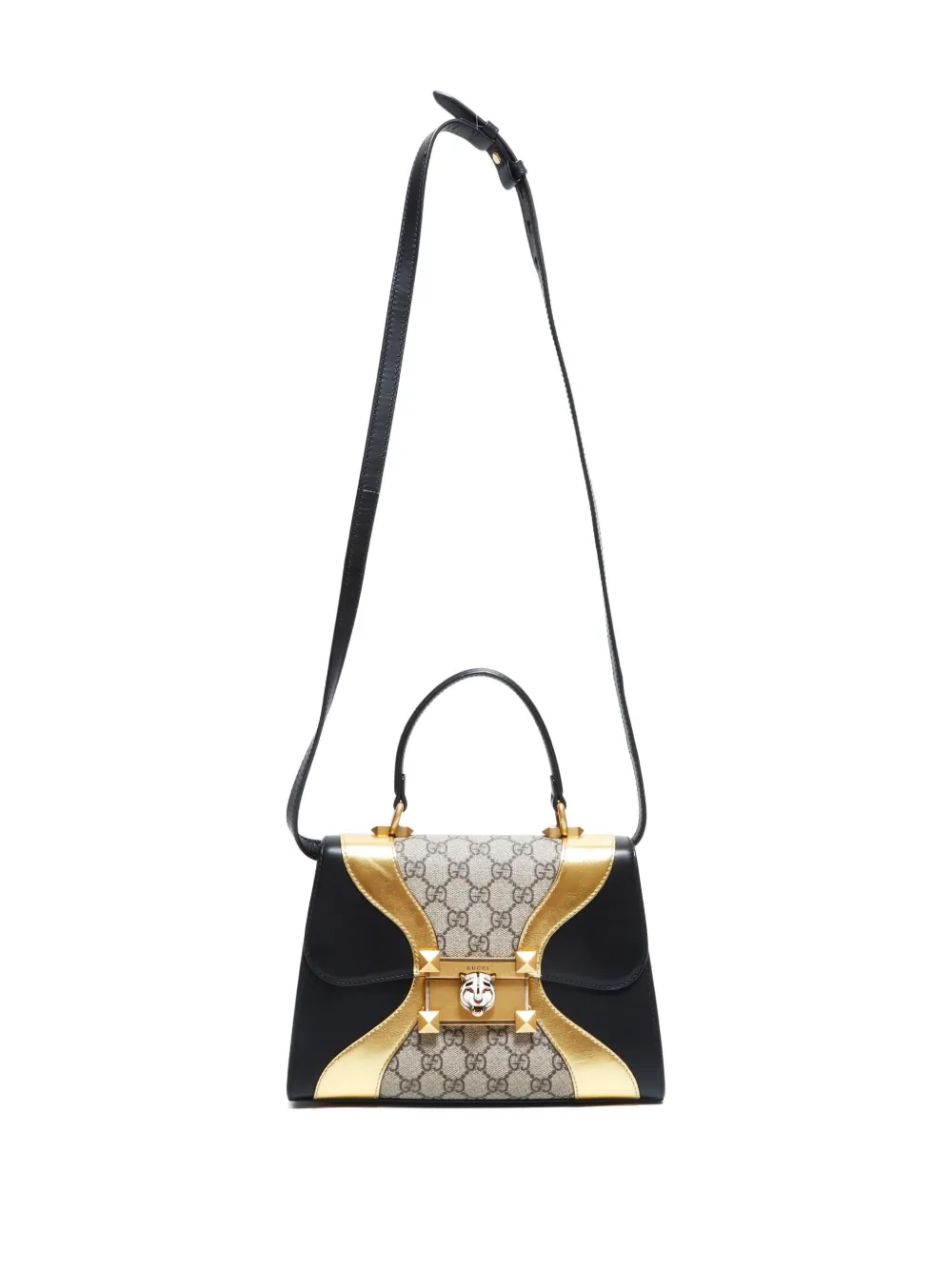 Pre-owned Gucci 2000-2020 Gg Supreme Tiger-detailed Tote Bag In Black
