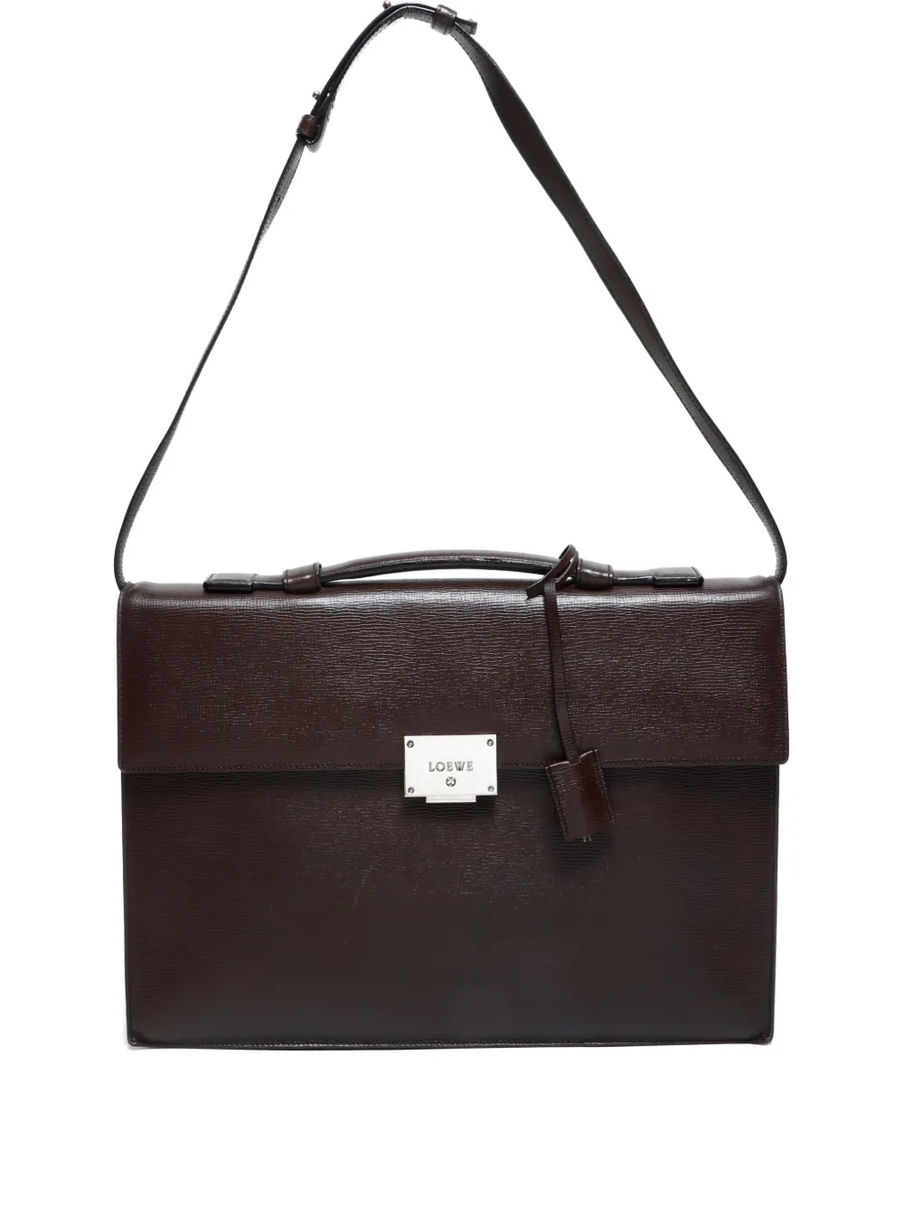 Pre-owned Loewe 1990-2000 Logo-engraved Messenger Bag In Brown