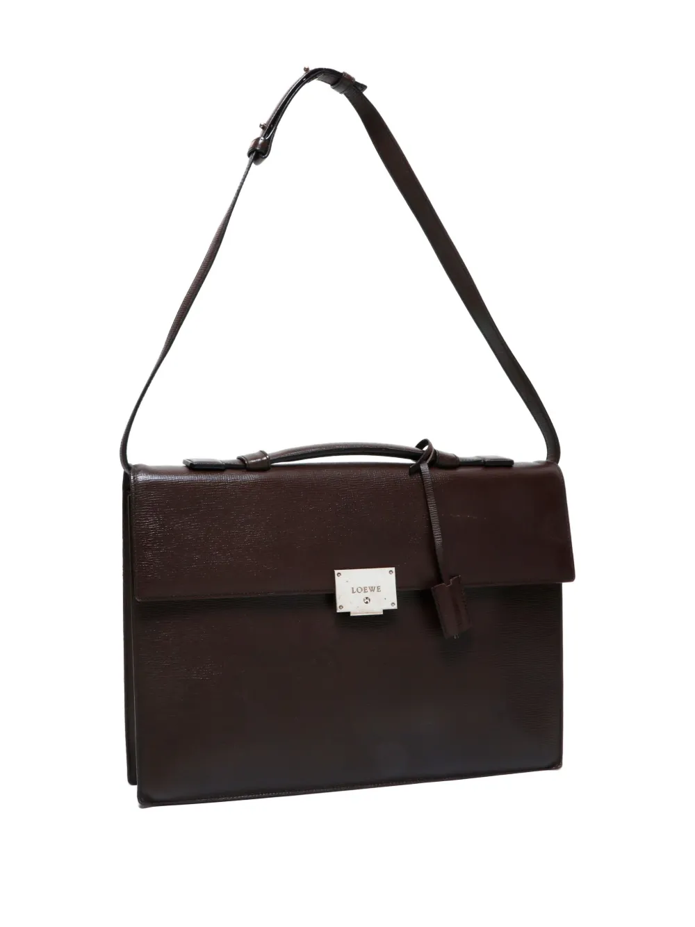 Pre-owned Loewe 1990-2000 Logo-engraved Messenger Bag In Brown