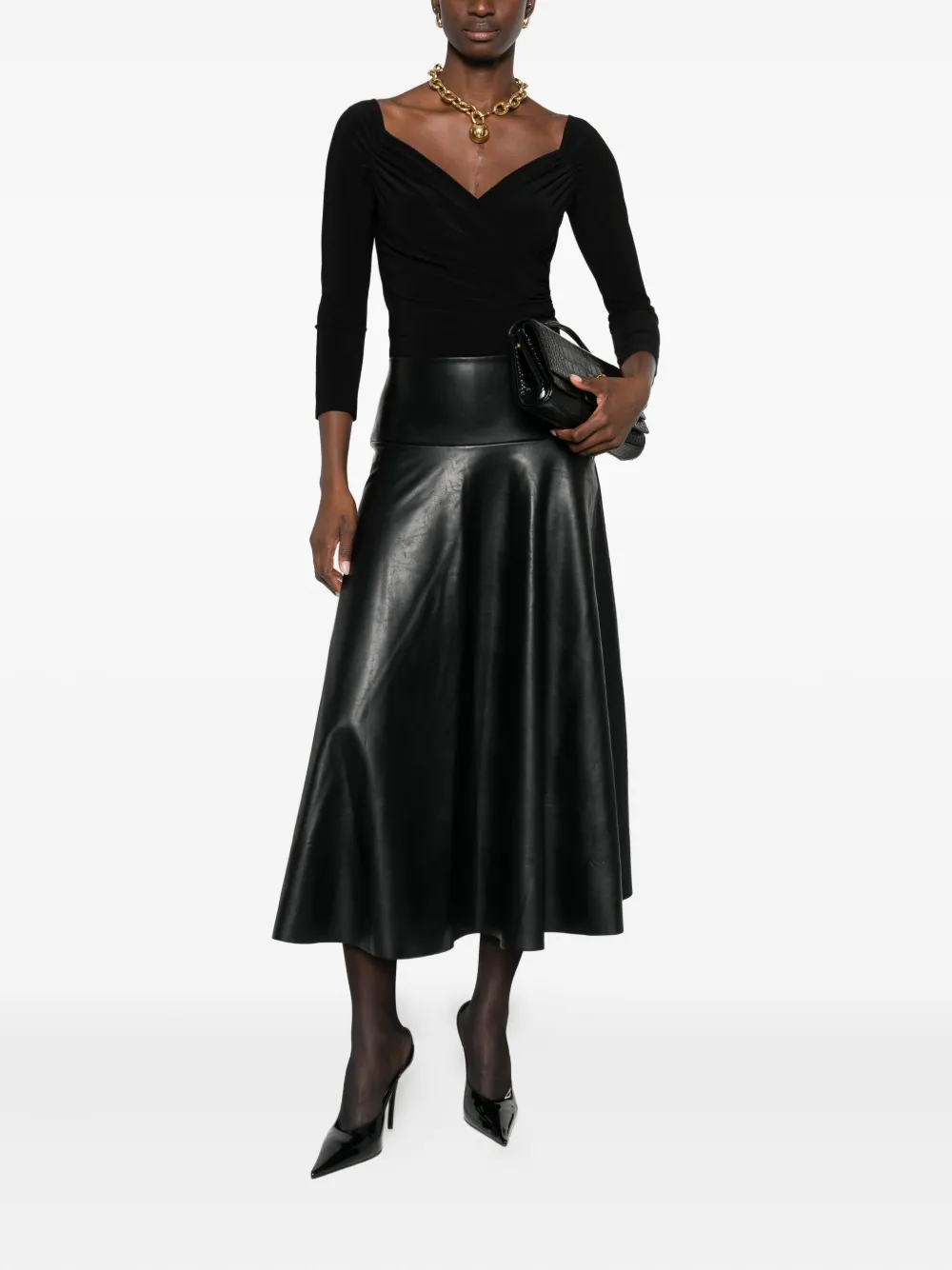 Norma Kamali draped bodysuit - Zwart