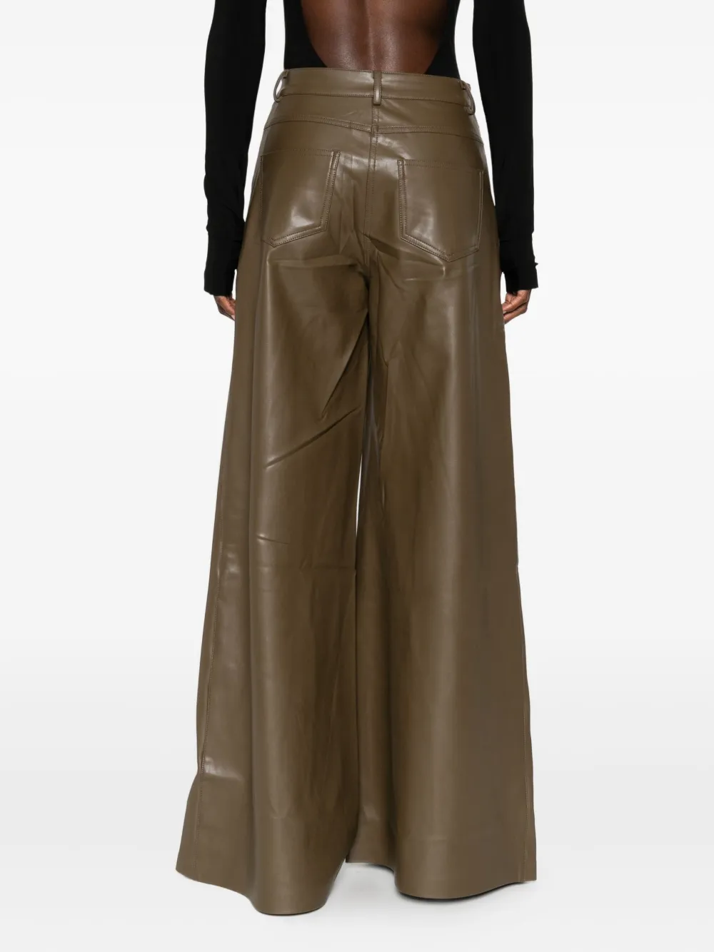Norma Kamali Leather Trousers In Brown