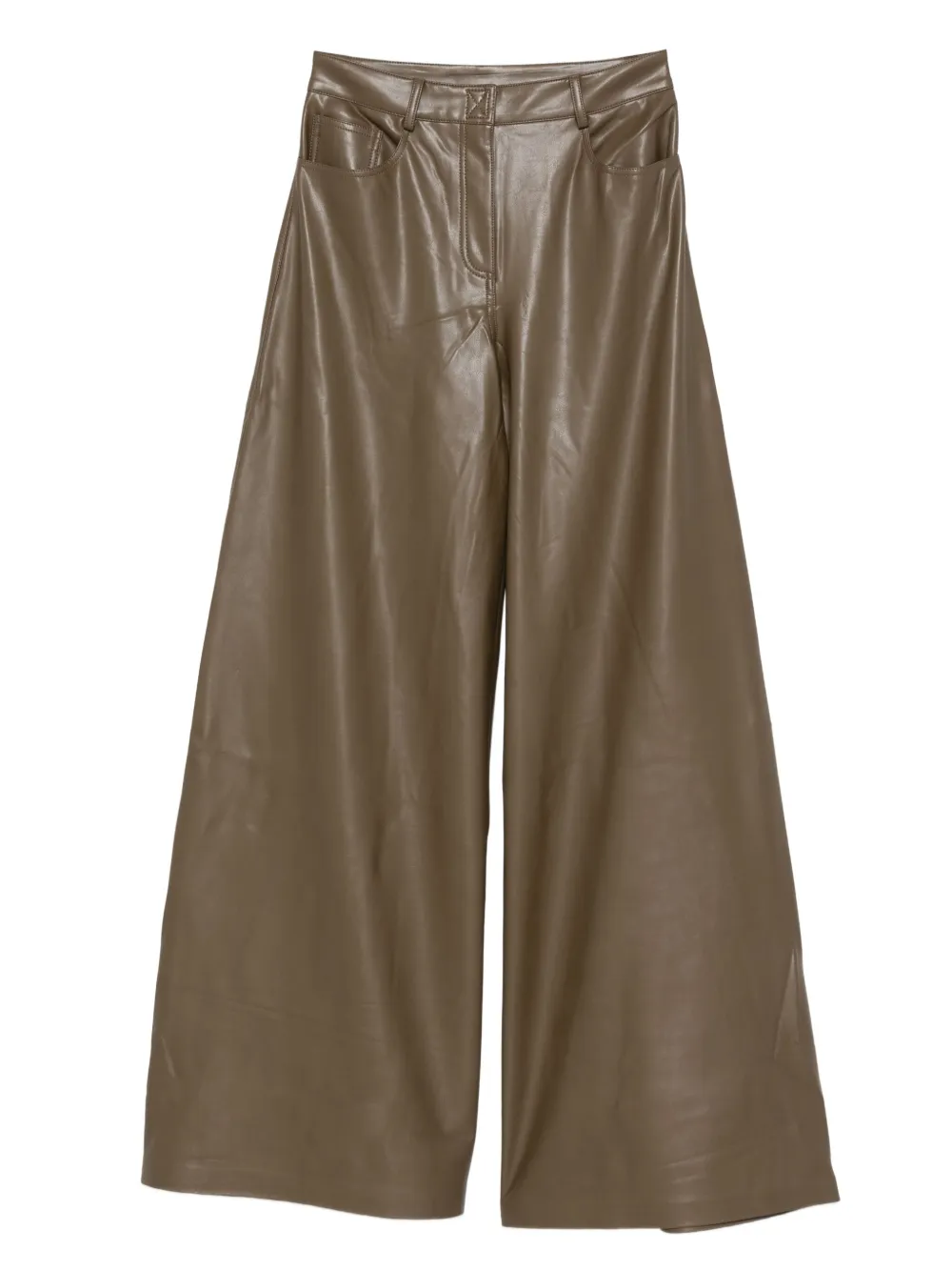 Norma Kamali Leather Trousers In Brown