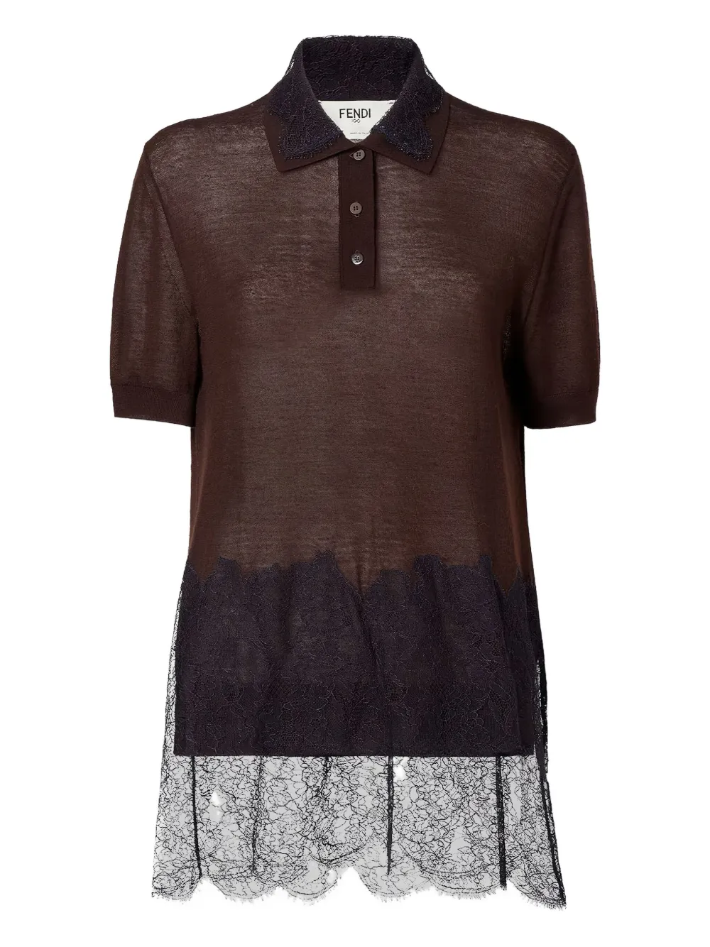 FENDI playera tipo polo de encaje | marrón | Image 1