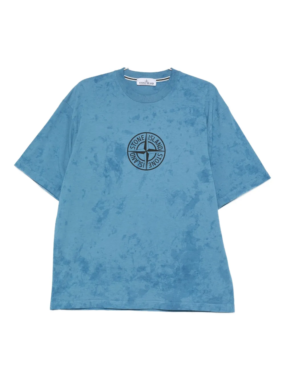 Stone Island Relaxed-fit Printed T-shirt With Textured Fabric In Blue