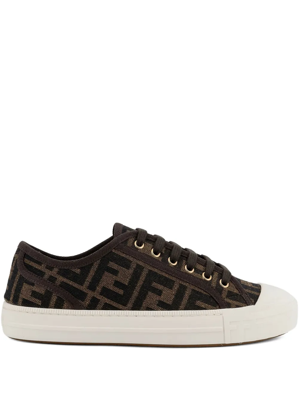 FENDI Domino logo-pattern sneakers | Brown | Image 1
