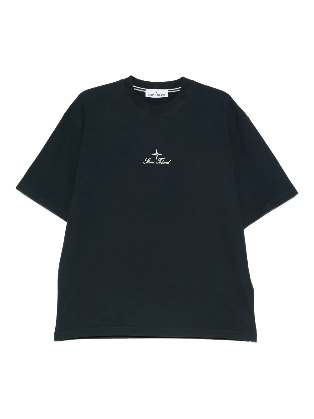 Stone Island logo-embroidered crew-neck T-shirt | Black | Image 1