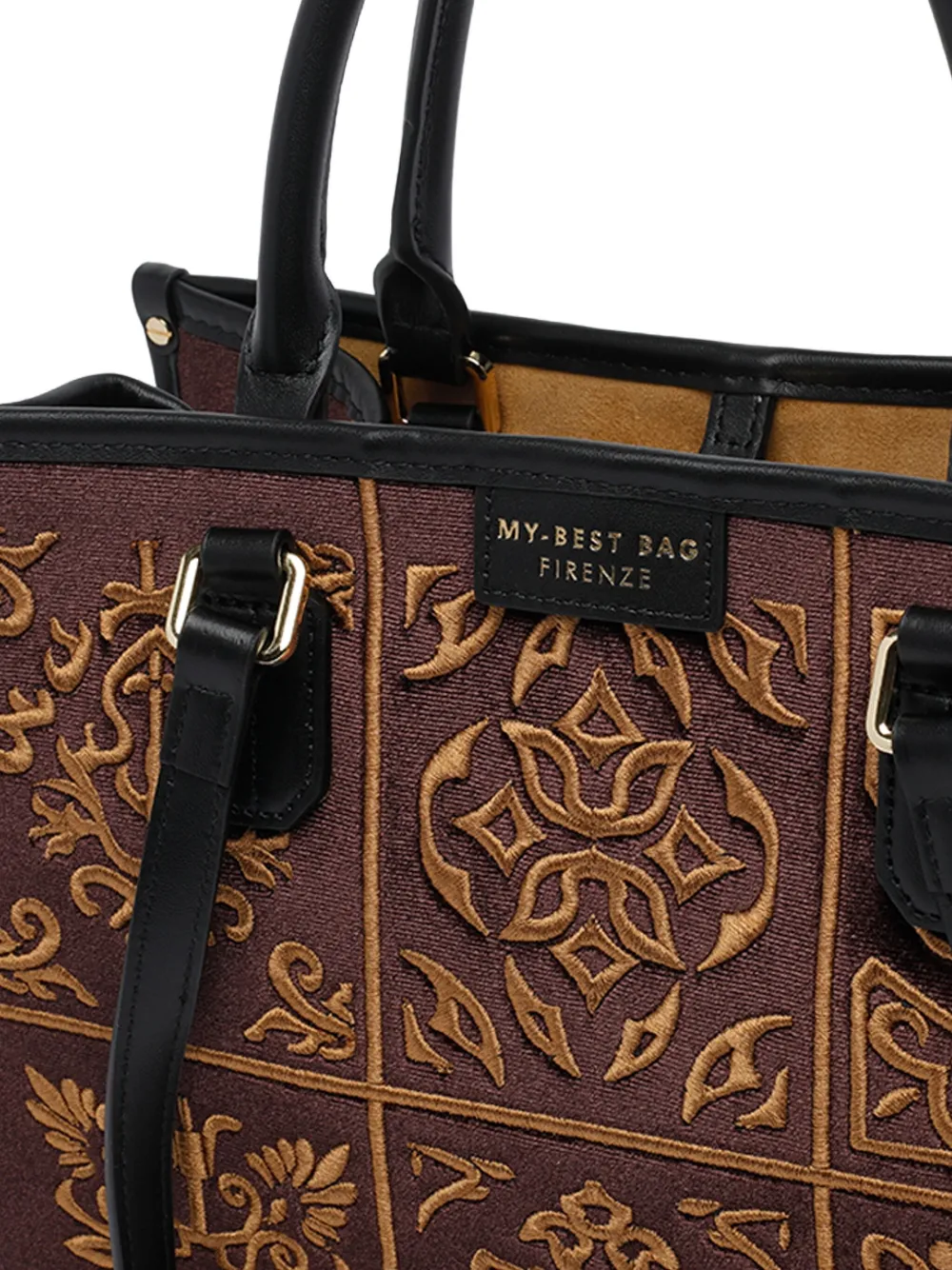 My Best Bag Embroidered Panelled Tote Bag In Pattern