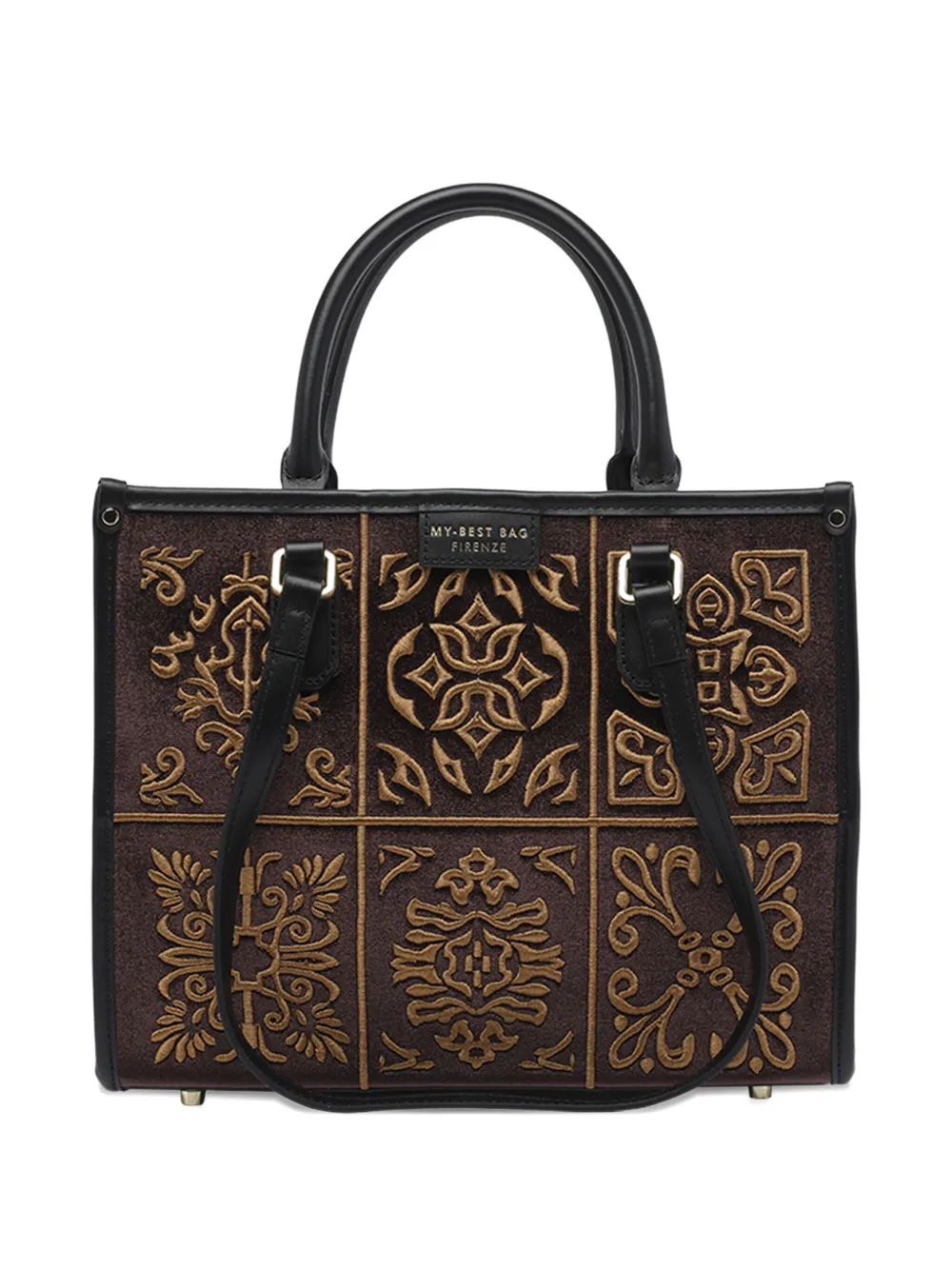 My Best Bag Embroidered Panelled Tote Bag In Pattern