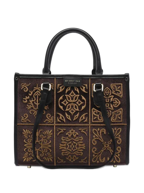 MY BEST BAG embroidered panelled tote bag