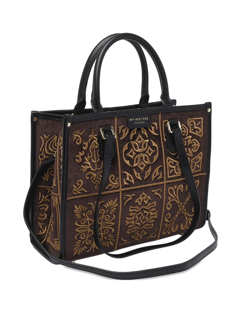 My Best Bag Embroidered Panelled Tote Bag In Pattern