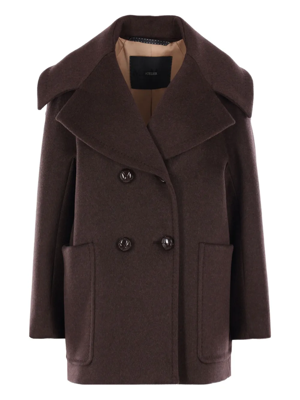 Max Mara Buttoned Cashmere Coat In Brown