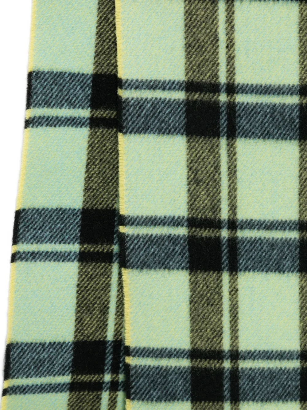 Ganni Checked Fringed Scarf In Green