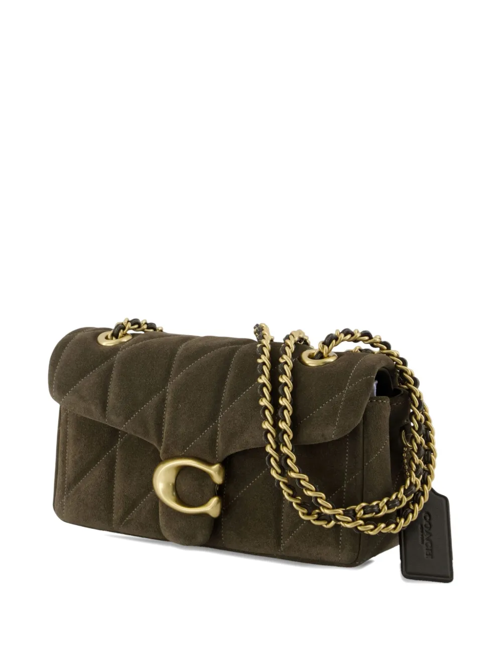 Coach Quilted Tabby 20 With Chain Shoulder Bag In Green