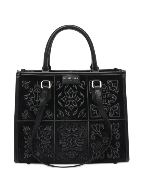 MY BEST BAG embossed panelled tote bag