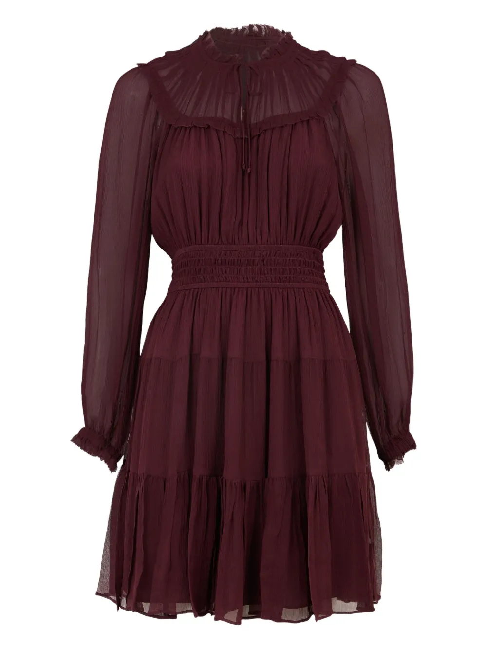 Ulla Johnson Ava Long Sleeve Mini Dress In Mahogany In Burgundy
