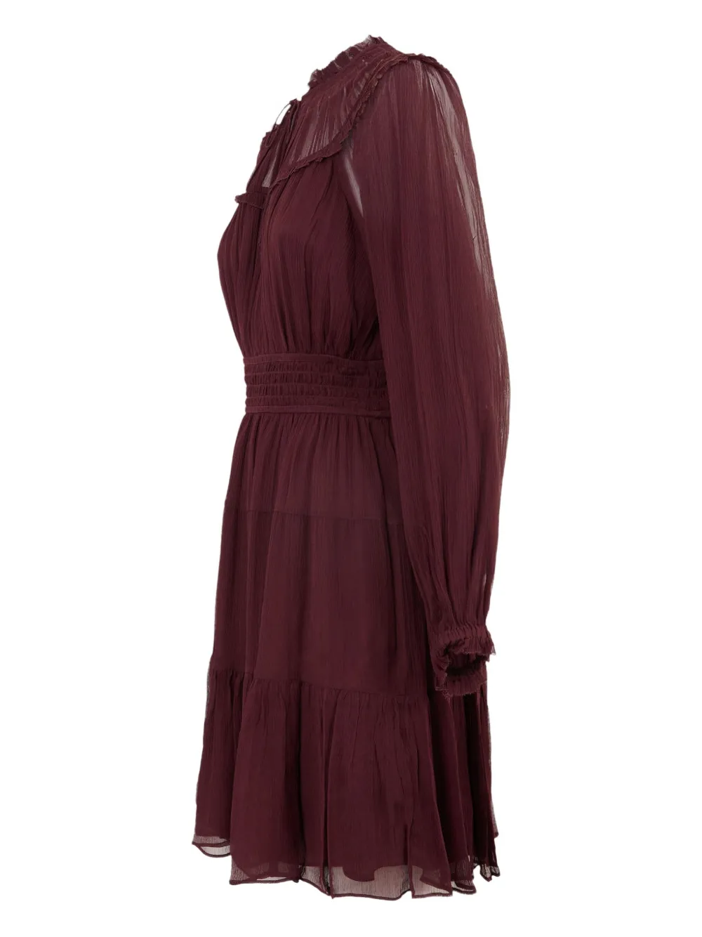 Ulla Johnson Ava Long Sleeve Mini Dress In Mahogany In Burgundy