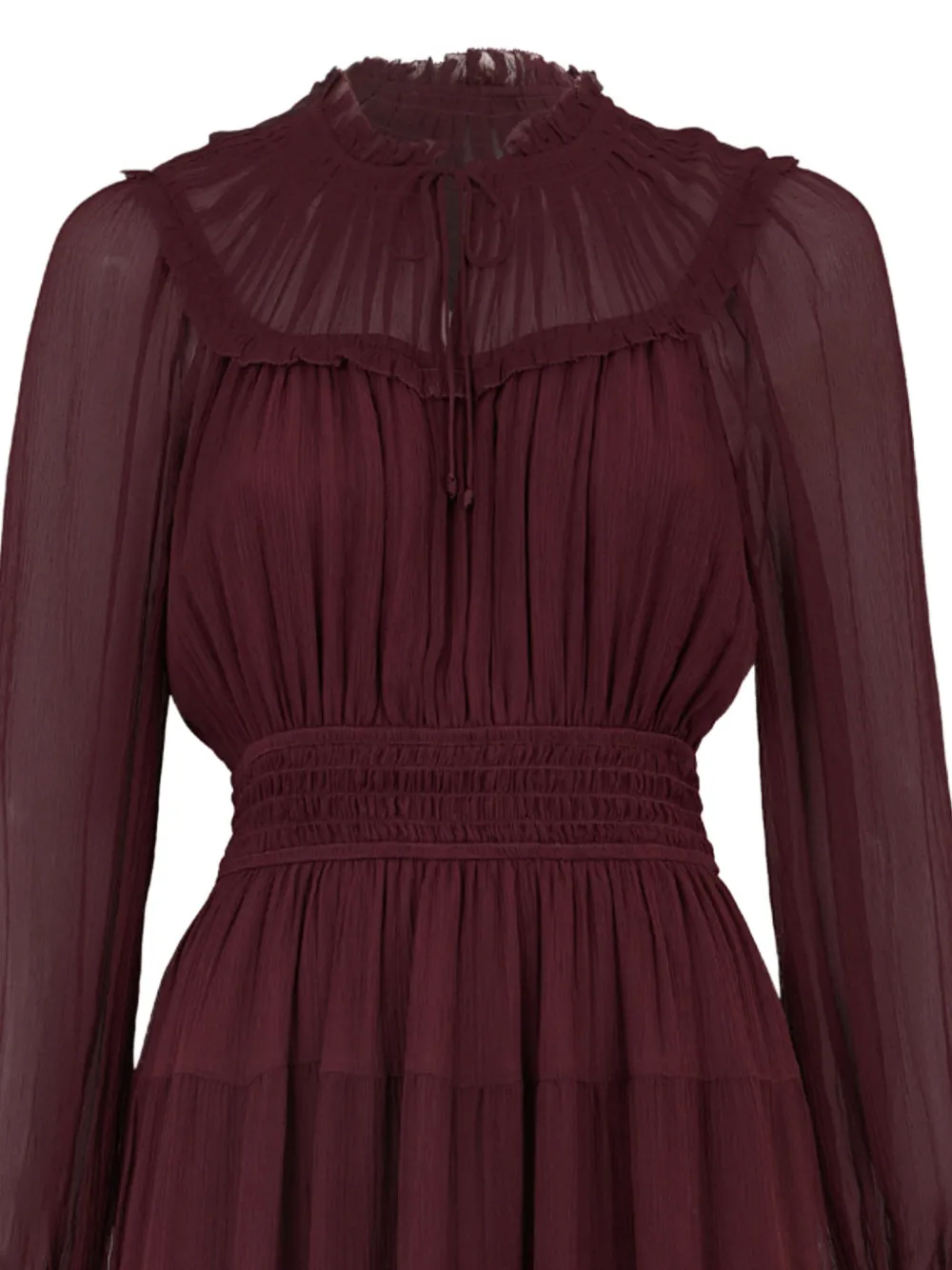 Ulla Johnson Ava Long Sleeve Mini Dress In Mahogany In Burgundy