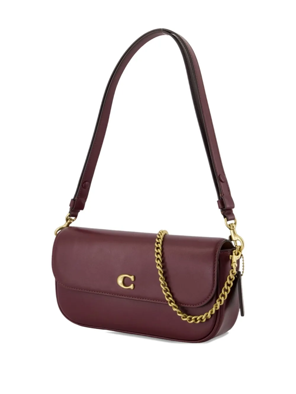 Coach Brook Flap Chain Leather Shoulder Bag In Red