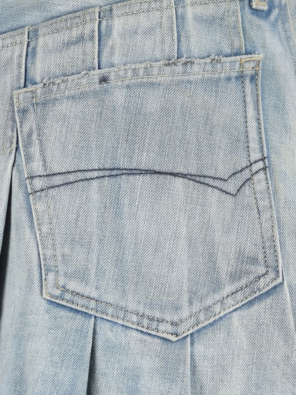 Balenciaga Pleated Five-pocket Mini Skirt In Blue