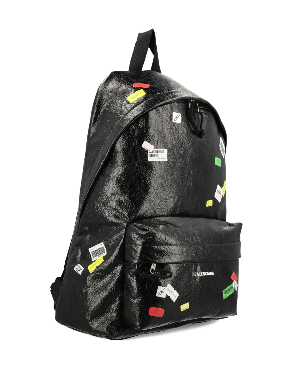 Balenciaga Men Explorer Backpack With Printed Stickers In Black