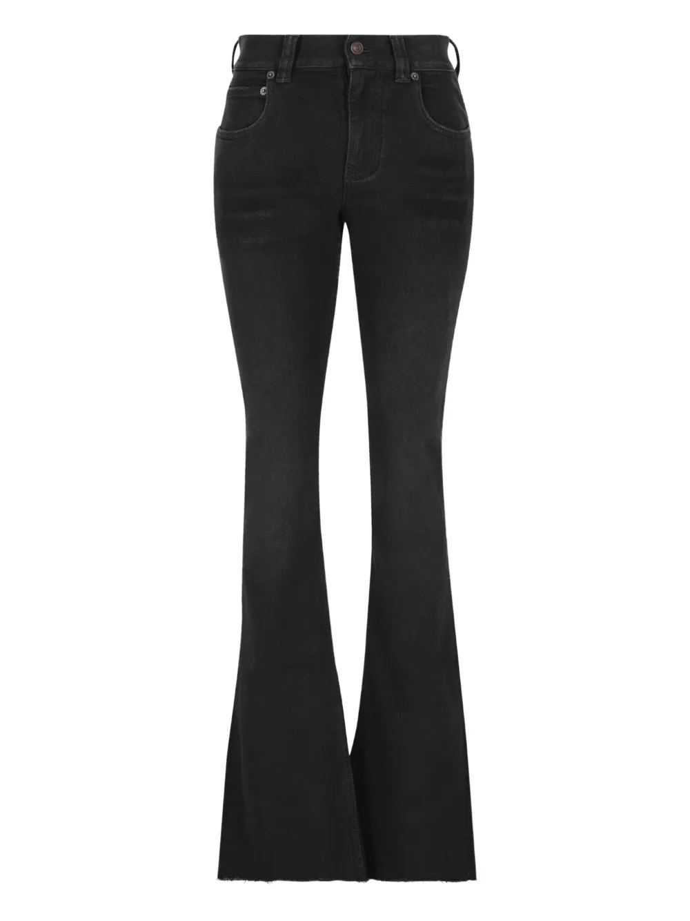 Balenciaga Frayed Bootcut Jeans In Black