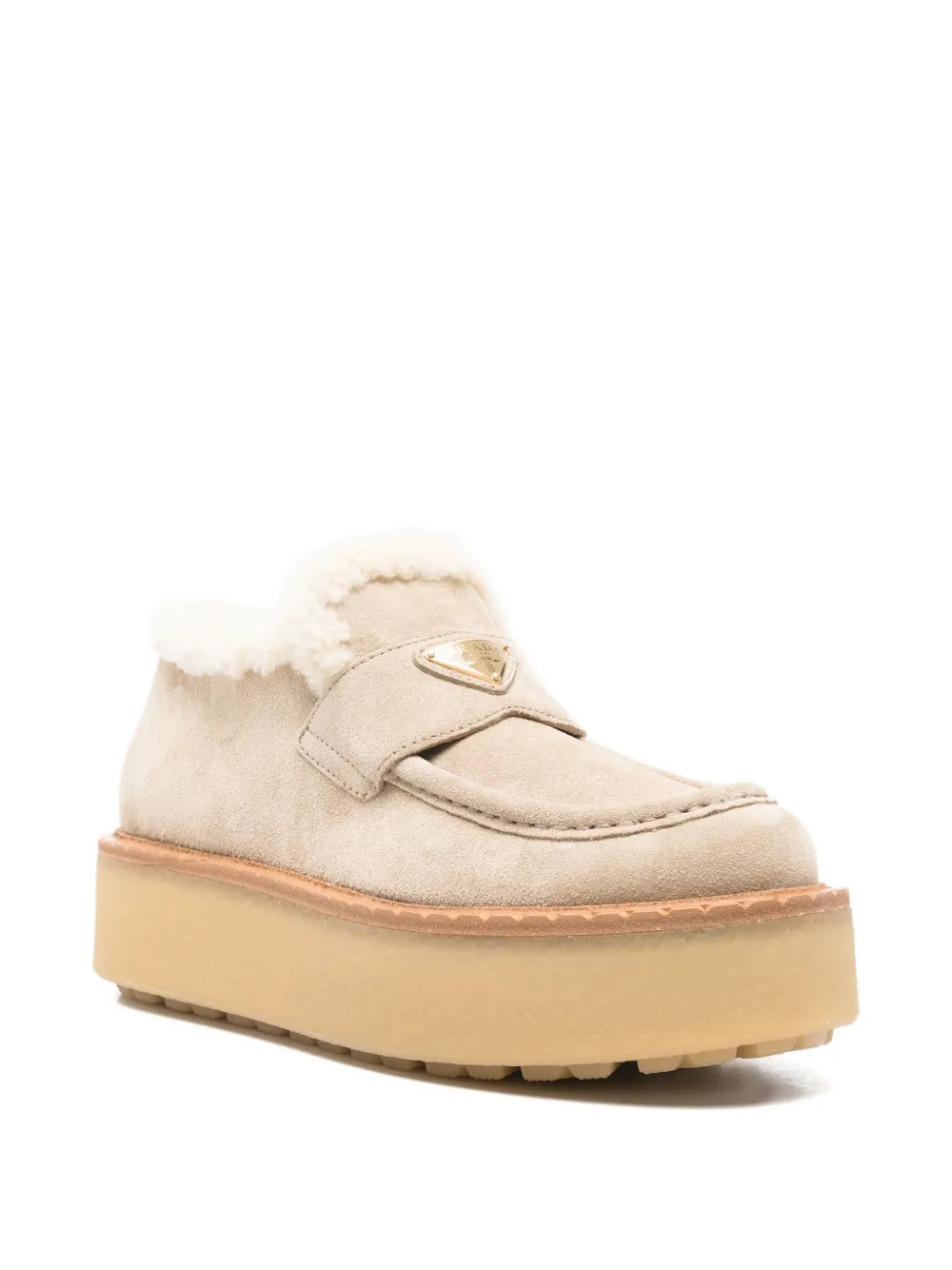 Prada shearling loafers - Beige