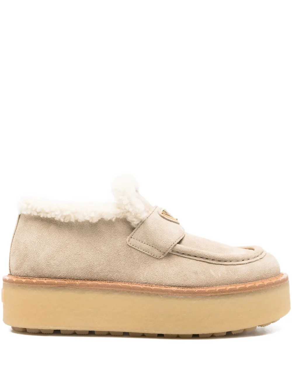 Prada shearling loafers Beige