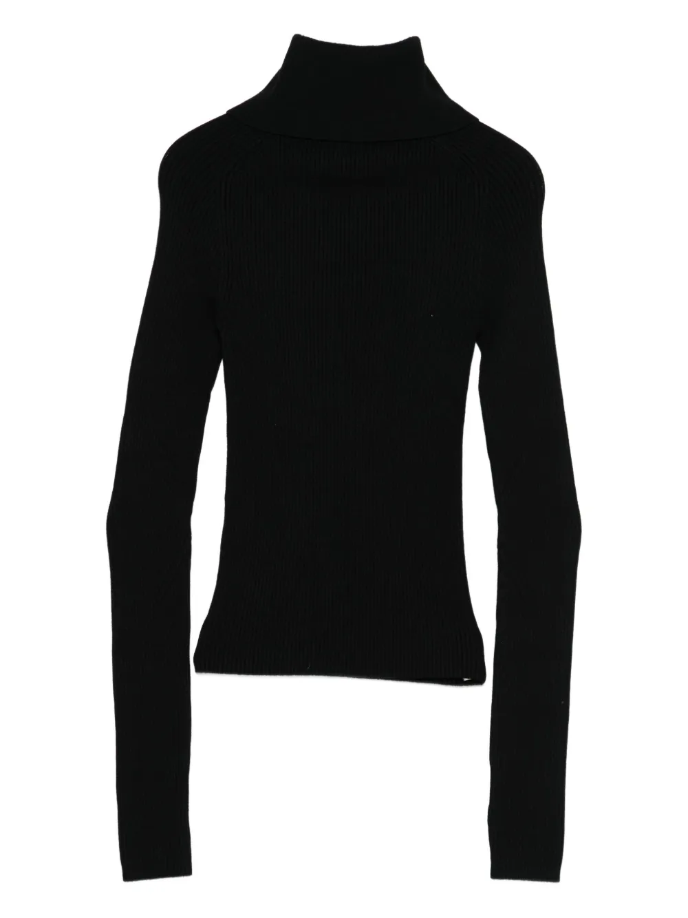 Iceberg Collared Ribbed Top In Black