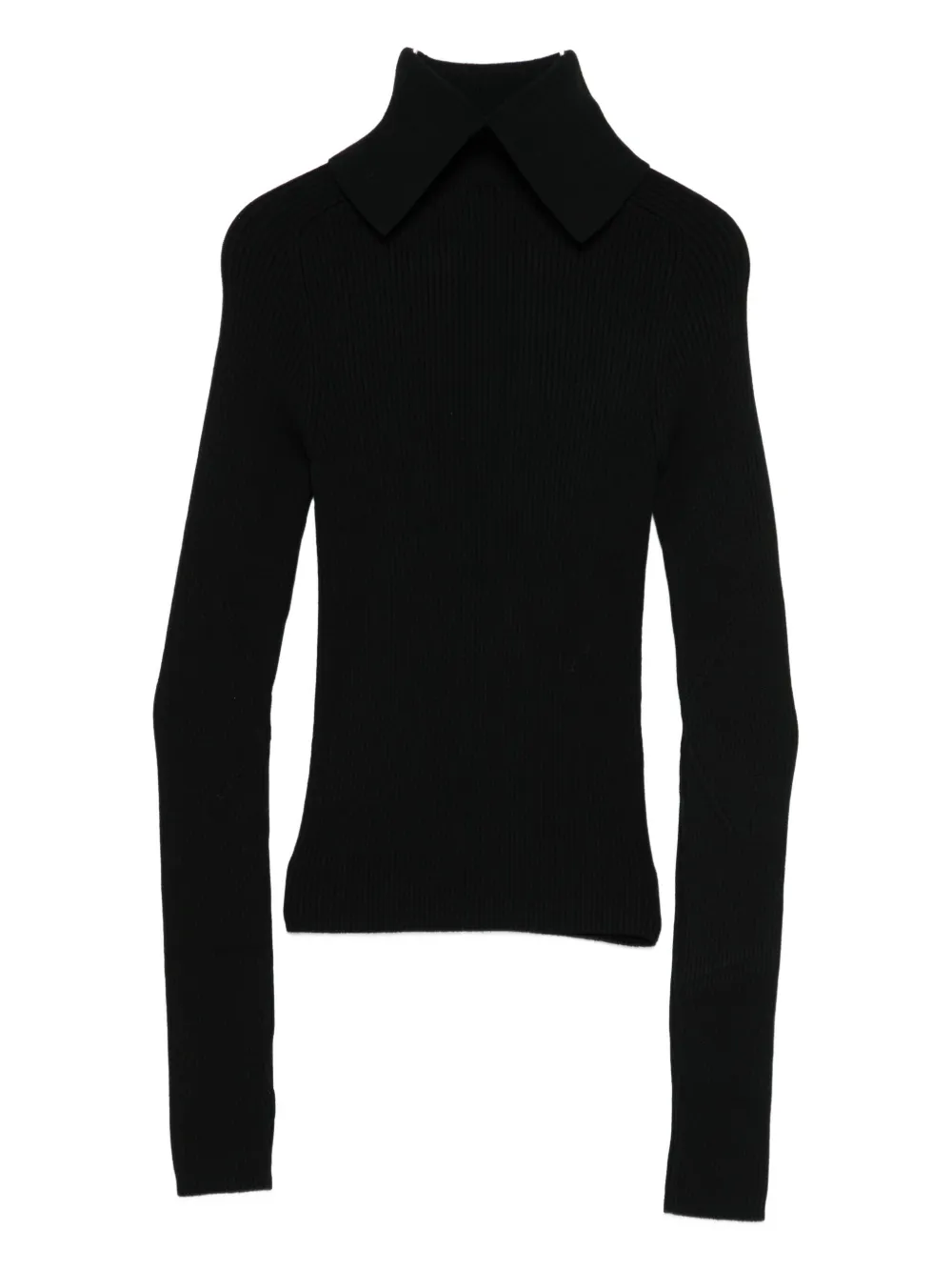 Iceberg Collared Ribbed Top In Black