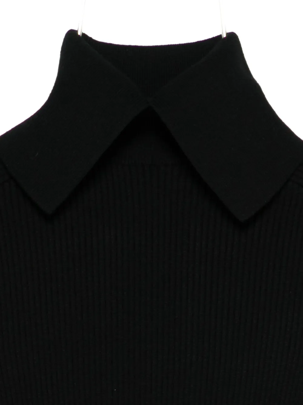 Iceberg Collared Ribbed Top In Black