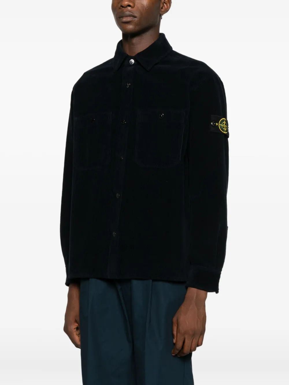 Stone Island Ribfluwelen shirtjack Zwart