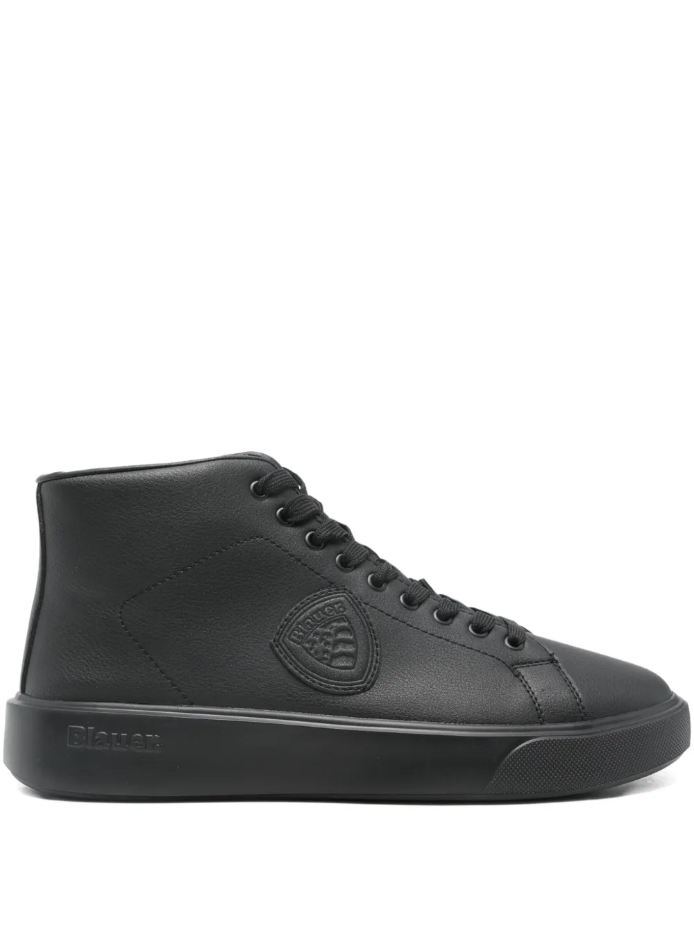 Blauer zipped leather high-top sneakers Zwart