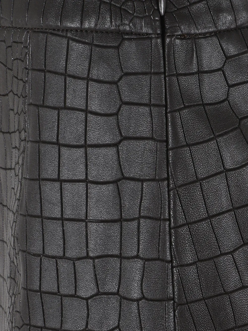 CROCODILE-EFFECT SLIT MIDI SKIRT