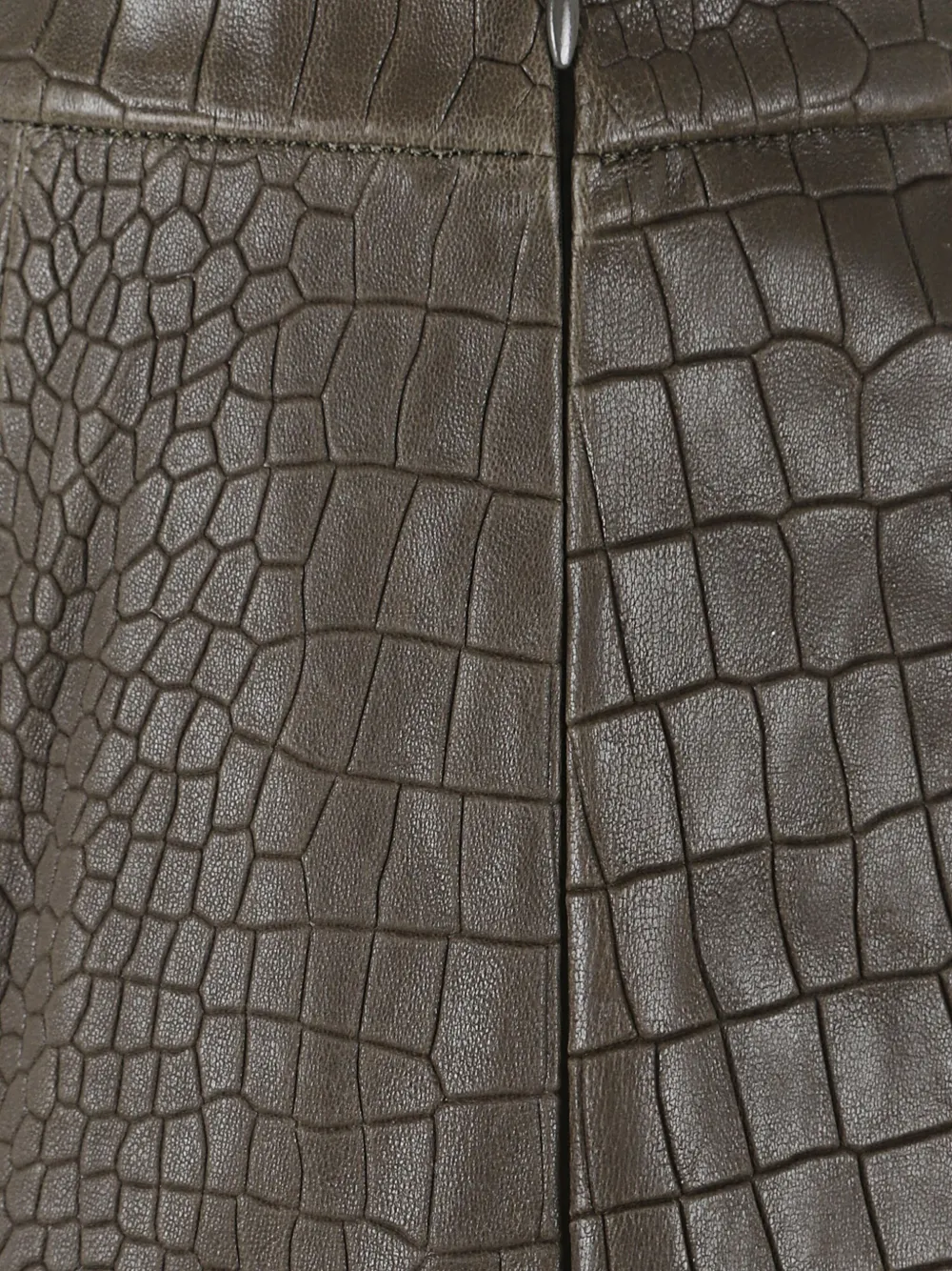 Enes Crocodile-effect Slit Skirt - Brown 