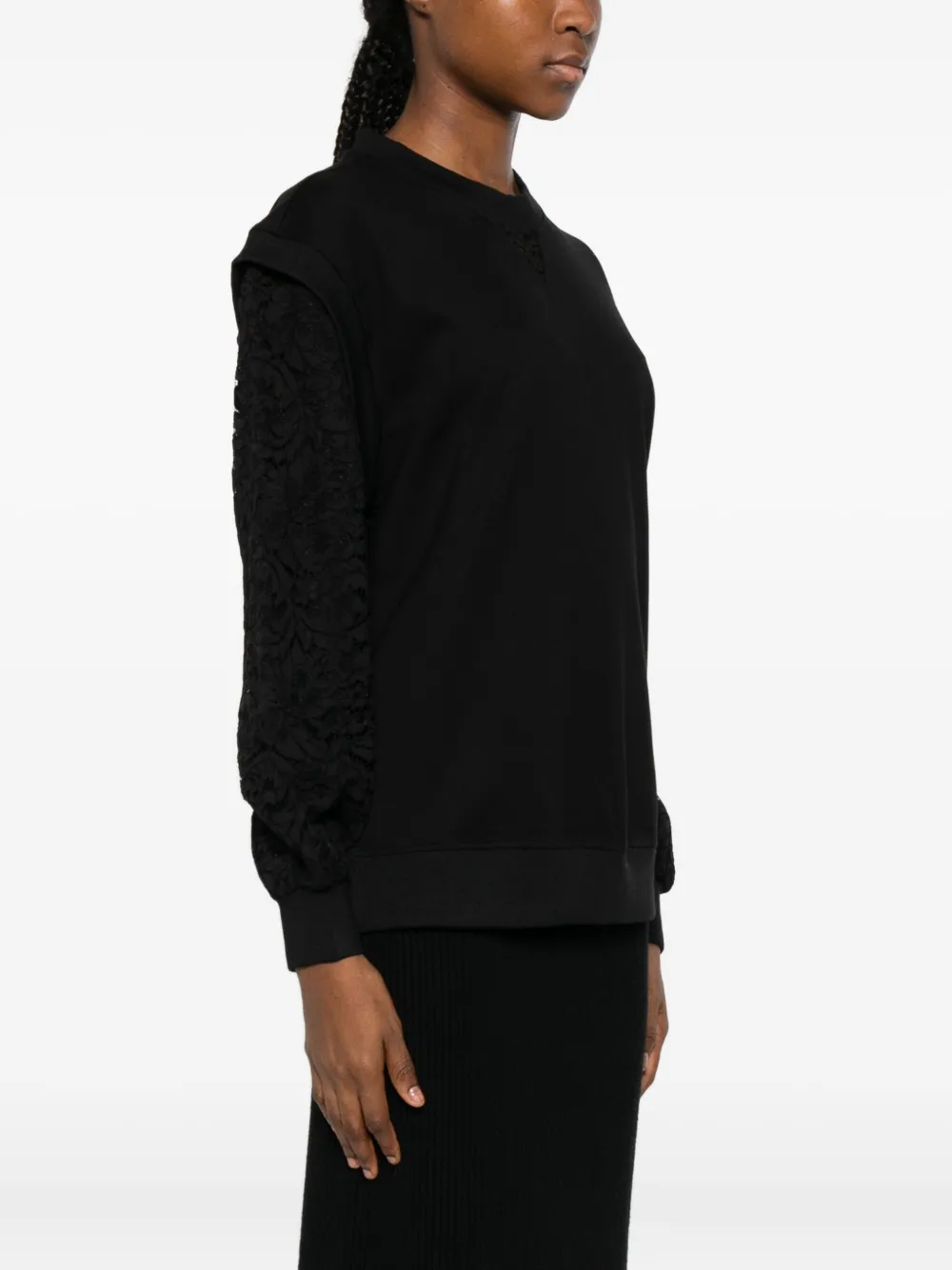 TWINSET Gebreide top met kanten mouwen Zwart