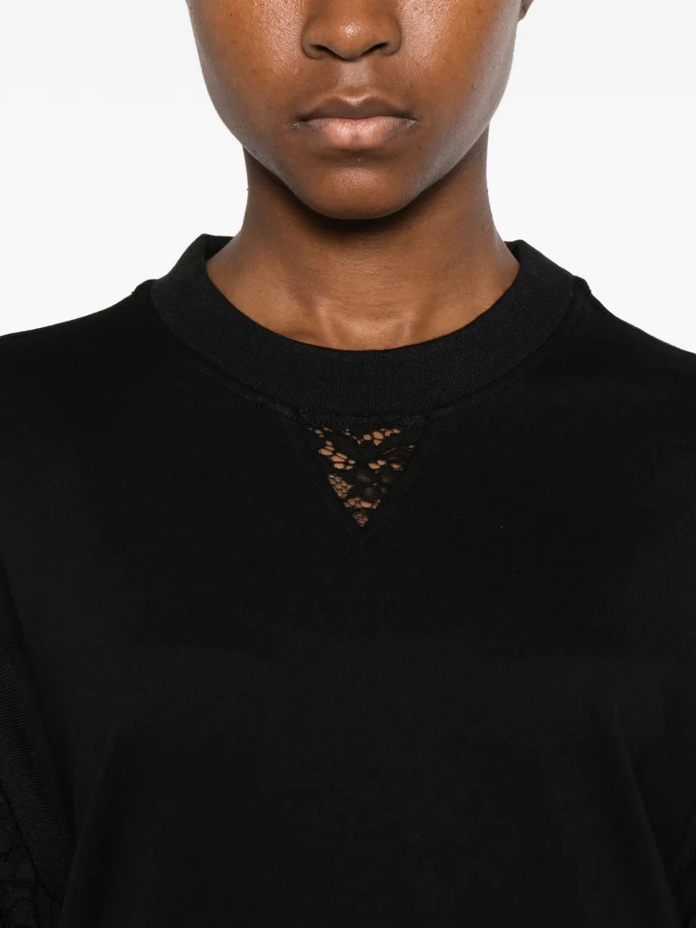 TWINSET Gebreide top met kanten mouwen Zwart