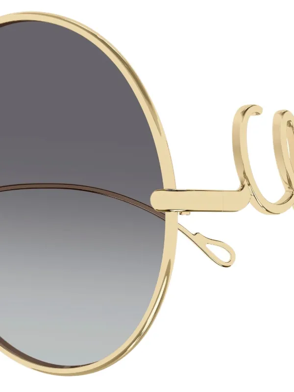 Chloé Eyewear logo-lettering round-frame Sunglasses | Gold  display picture 1