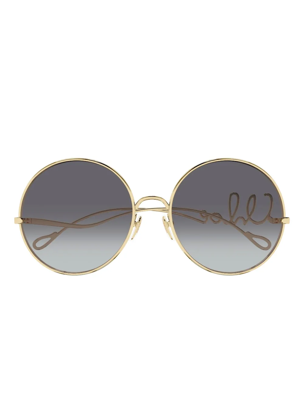 Chloé Gold-gold-grey Metal Sunglasses In Gold