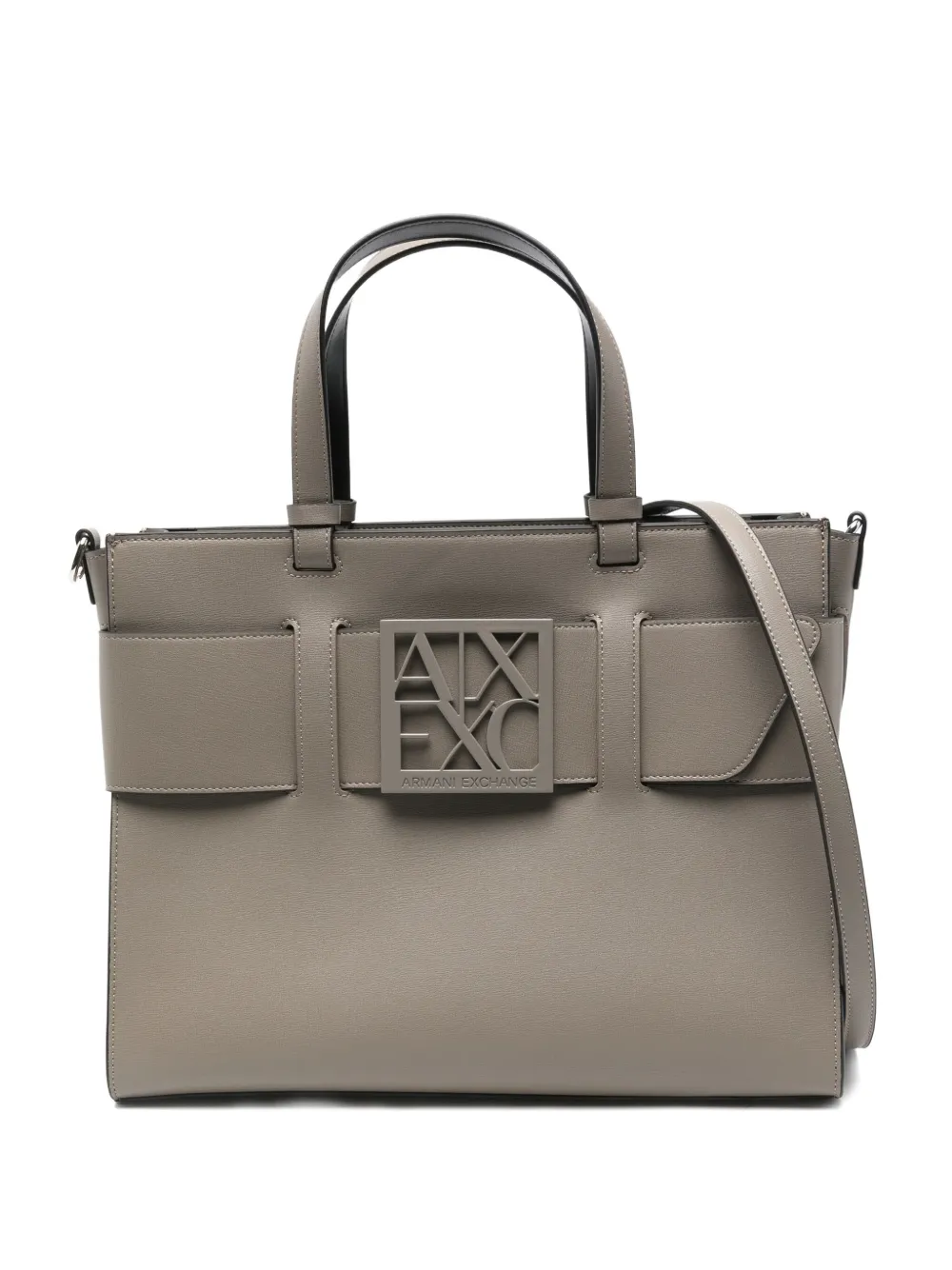 Armani Exchange Logo-plaque Tote Bag In Gray