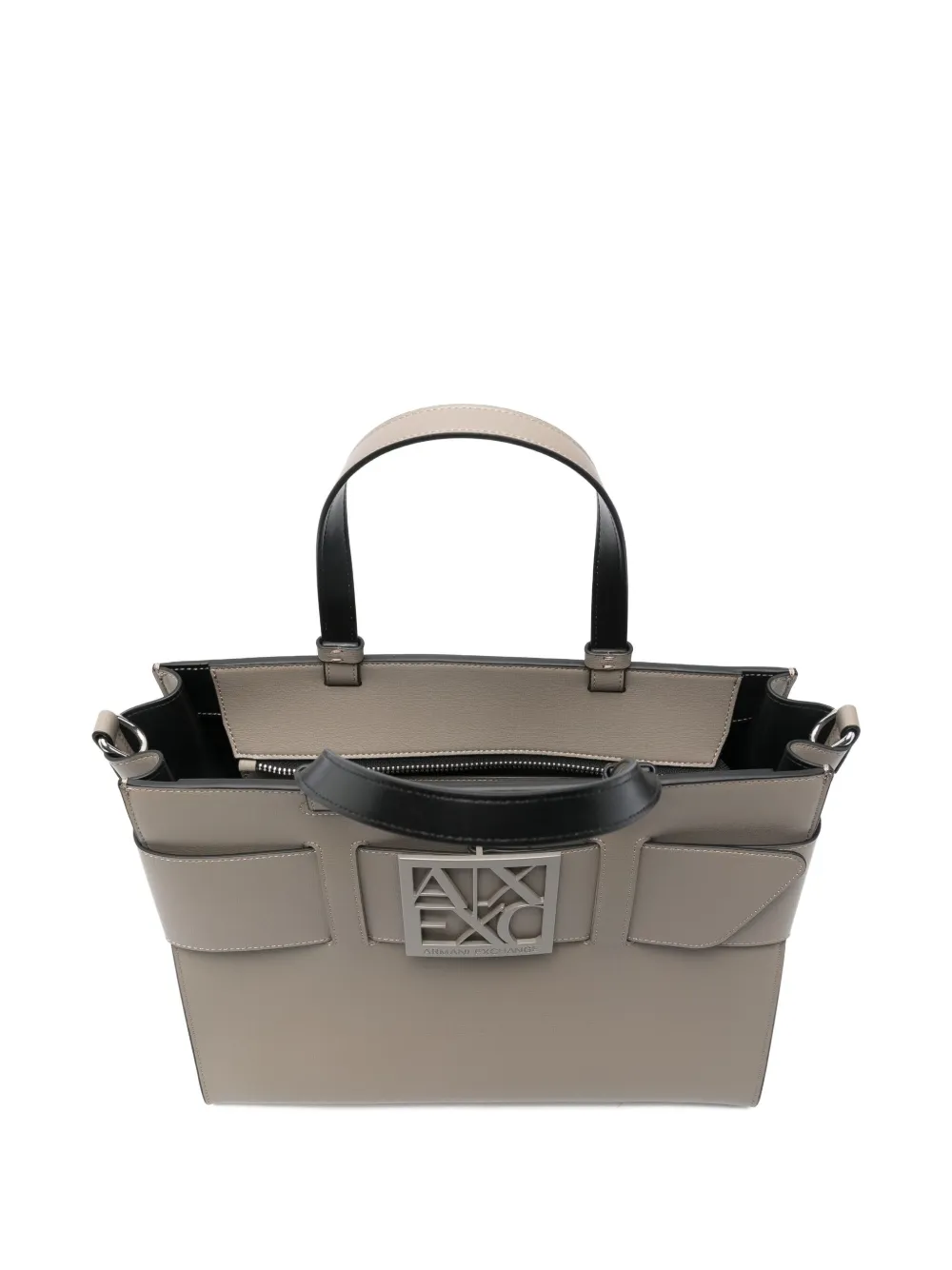 Armani Exchange Logo-plaque Tote Bag In Gray