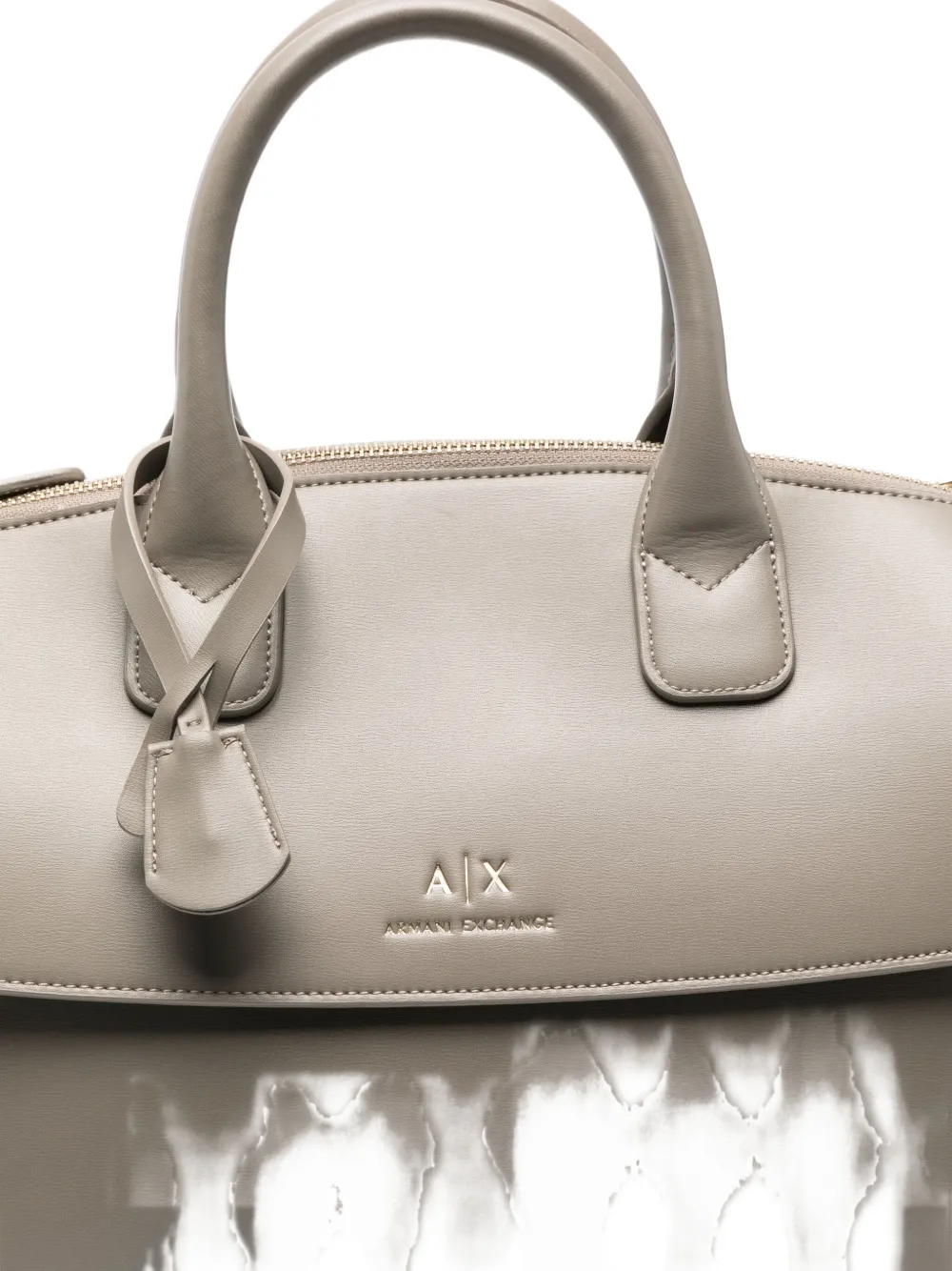 Armani Exchange Asv Trunk Padlock Tote Bag In Gray