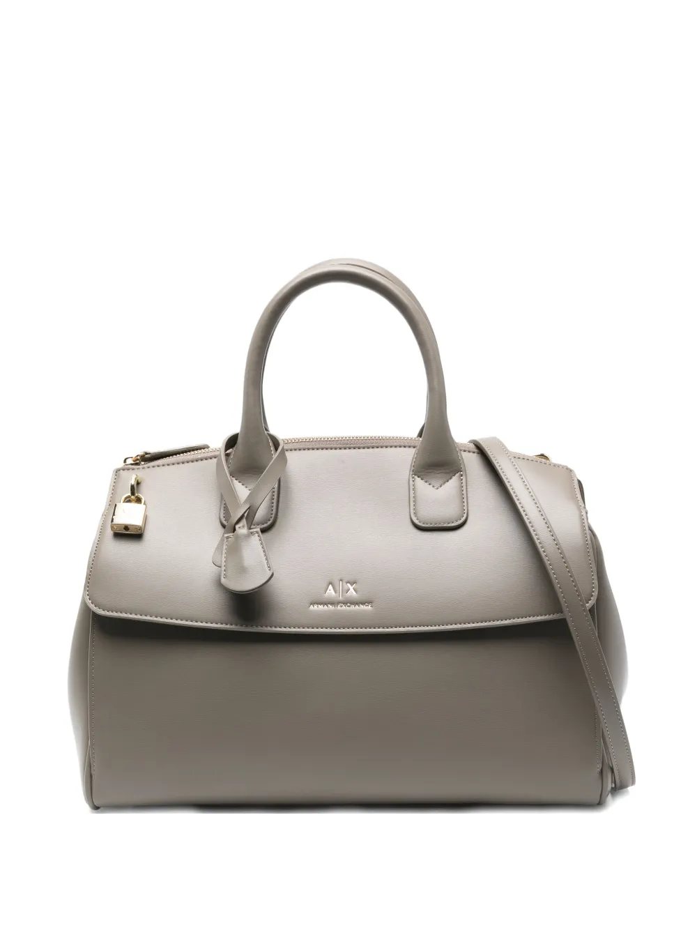 Armani Exchange Asv Trunk Padlock Tote Bag In Gray