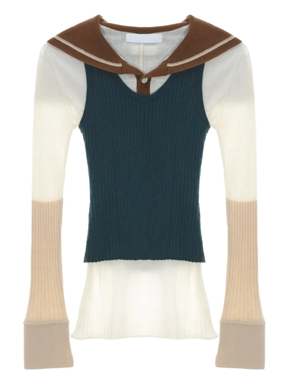 CUDDLEUP Sailor 翻领毛衣 | 绿色 | Image 1