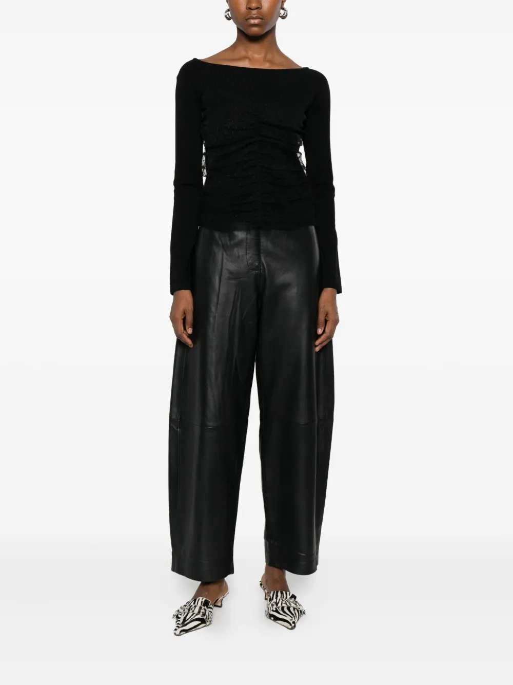 TWINSET ruched dotted blouse - Zwart